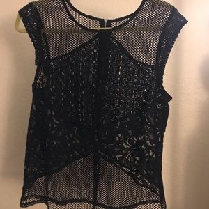 Black lace/mesh blouse
